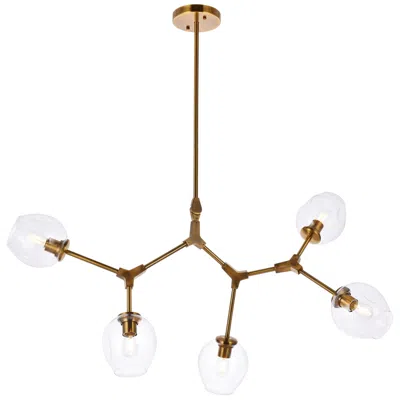 Elegant Lighting Cavoli 42 1/2" Wide Antique Brass 5-light Chandelier