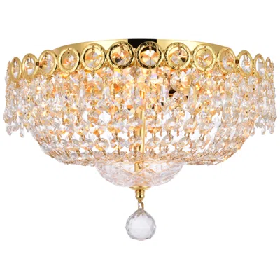 Elegant Lighting Century 4 Lt Gold Flush Mount Clear