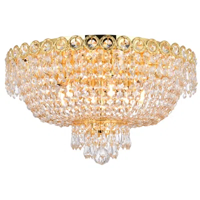 Elegant Lighting Century 6 Lt Gold Flush Mount Clear