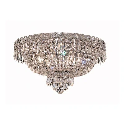 Elegant Lighting Century 6-light Flush Mount In Golden Teak Smoky,royal Cut