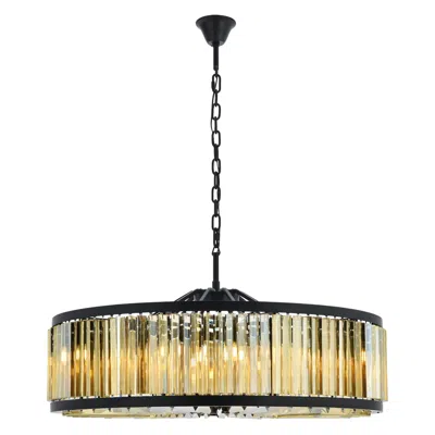 Elegant Lighting Chelsea 10 Light Matte Black Chandelier Golden Teak