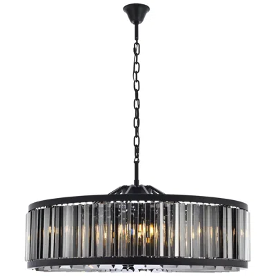 Elegant Lighting Chelsea 10 Light Matte Black Chandelier Silver Shade (grey)