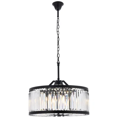 Elegant Lighting Chelsea 8 Lt Matte Black Chandelier Clear