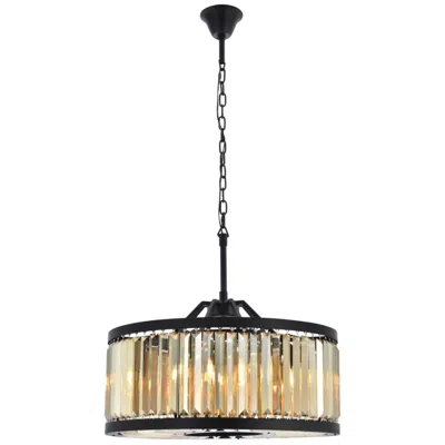 Elegant Lighting Chelsea 8 Lt Matte Black Chandelier Golden Teak