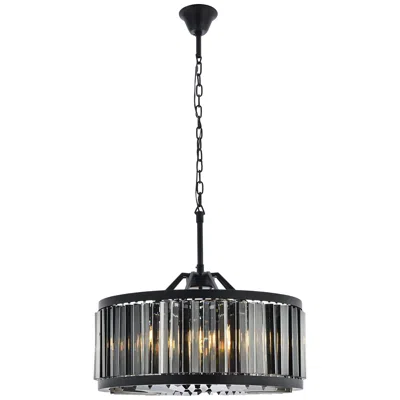 Elegant Lighting Chelsea 8 Lt Matte Black Chandelier Silver Shade (grey)