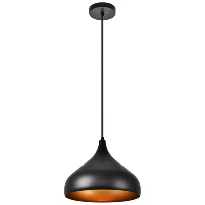 Elegant Lighting Circa 12 1/2" Wide Black Dome Pendant Light