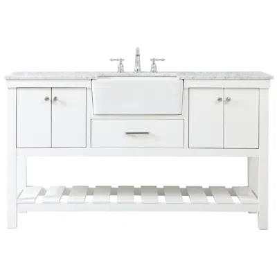 Elegant Lighting Clement 60" Wide White Single Sink Bathroom Vanity