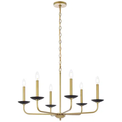 Elegant Lighting Cohen 30" Pendant In Black And Brass