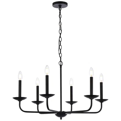 Elegant Lighting Cohen 30" Wide Black 6-light Candelabra Chandelier