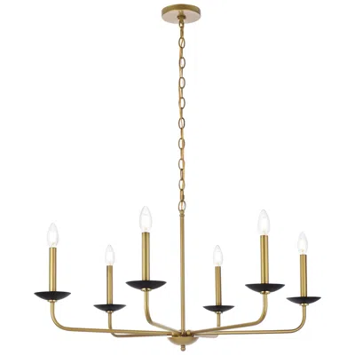 Elegant Lighting Cohen 36" Black And Brass Candelabra Chandelier