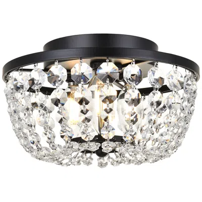 Elegant Lighting Cora 10" Wide Black With Crystal Ceiling Light