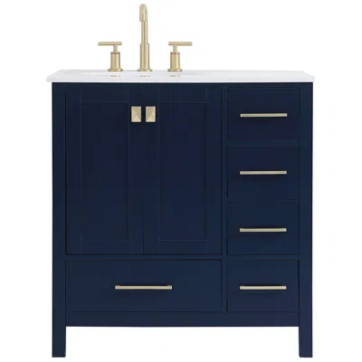 Elegant Lighting Cortez 32" Wide Blue 2-door 5-drawer Single Sink Vanity