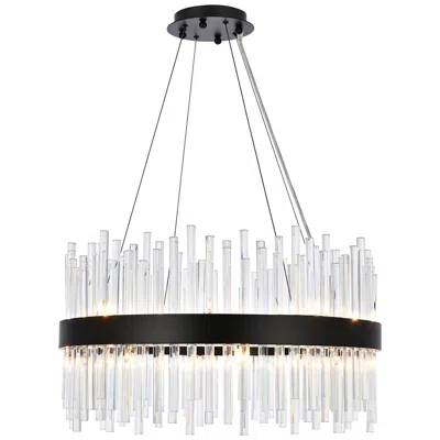Elegant Lighting Dallas 25" Round Crystal Pendant In Black