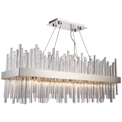 Elegant Lighting Dallas 36"w Chrome Crystal Kitchen Island Light Chandelier In Multi