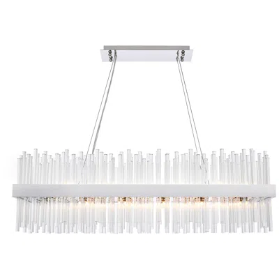 Elegant Lighting Dallas 42" Wide Chrome Crystal 24-light Rectangular Pendant