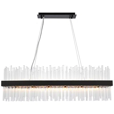 Elegant Lighting Dallas 48" Wide Black Crystal Rectangular 24-light Pendant