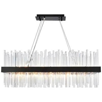 Elegant Lighting Dallas36" Wide Black Crystal 20-light Linear Chandelier