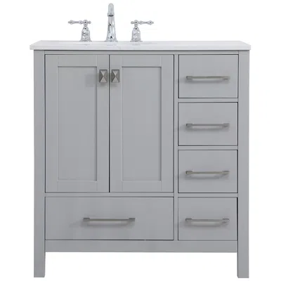 Elegant Lighting Denby 32" Wide Gray 5-drawer Single Sink Bathroom Vanity