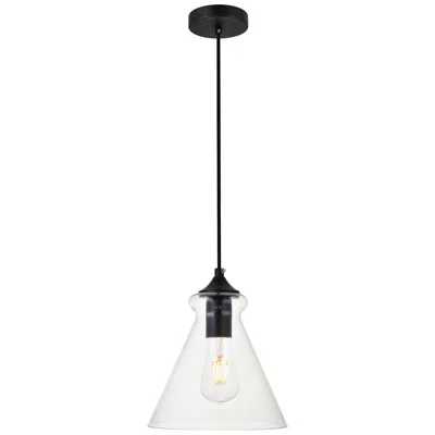 Elegant Lighting Destry 1 Lt Black Pendant With Clear Glass