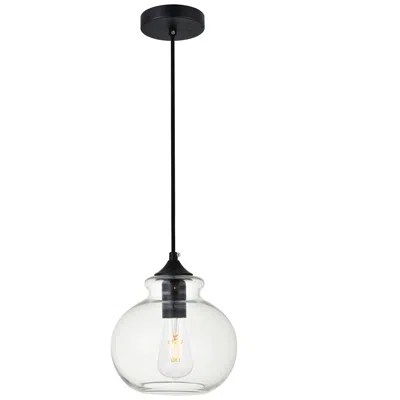 Elegant Lighting Destry 1 Lt Black Pendant With Clear Glass