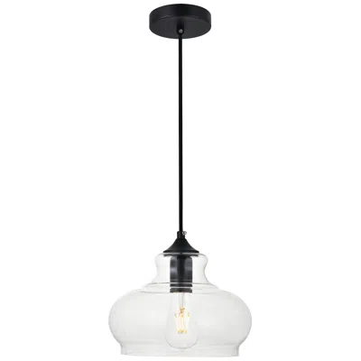 Elegant Lighting Destry 1 Lt Black Pendant With Clear Glass