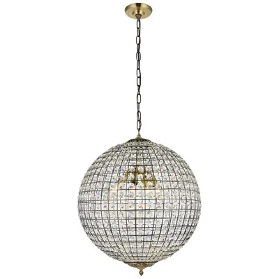 Elegant Lighting Earlene 20"w Antique Bronze Crystal 4-light Globe Pendant