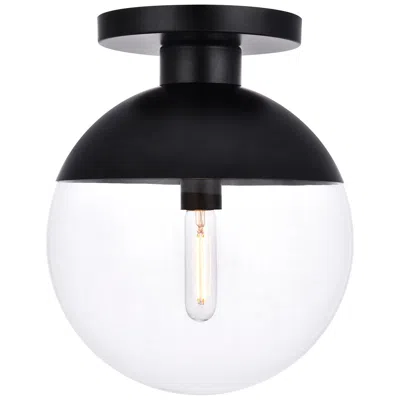 Elegant Lighting Eclipse 1 Lt Black Flush Mount With Clear Glass
