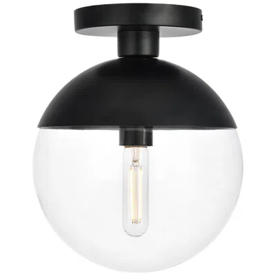 Elegant Lighting Eclipse 1 Lt Black Flush Mount With Clear Glass