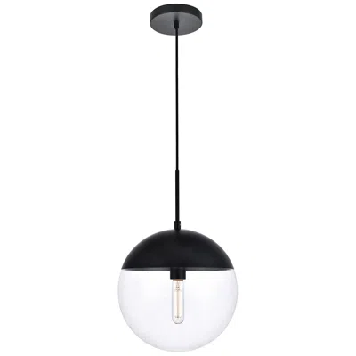 Elegant Lighting Eclipse 1 Lt Black Pendant With Clear Glass