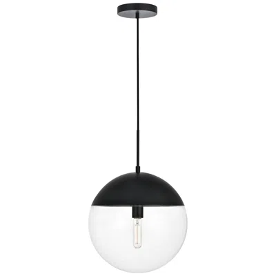 Elegant Lighting Eclipse 1 Lt Black Pendant With Clear Glass