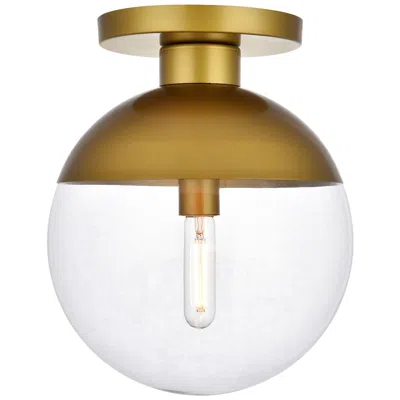 Elegant Lighting Eclipse 1 Lt Brass Flush Mount With Clear Glass