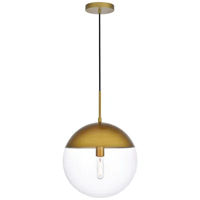 Elegant Lighting Eclipse 1 Lt Brass Pendant With Clear Glass