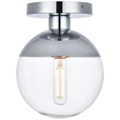 Elegant Lighting Eclipse 1 Lt Chrome Flush Mount With Clear Glass