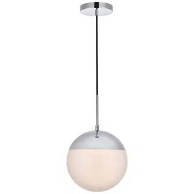 Elegant Lighting Eclipse 1 Lt Chrome Pendant With Frosted White Glass