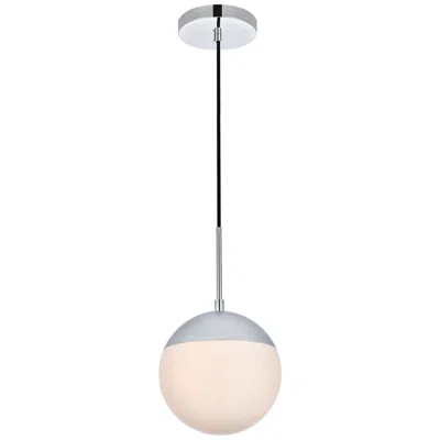 Elegant Lighting Eclipse 1 Lt Chrome Pendant With Frosted White Glass