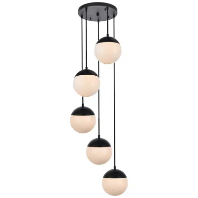 Elegant Lighting Eclipse 18" 5-light Black And White Globe Pendant
