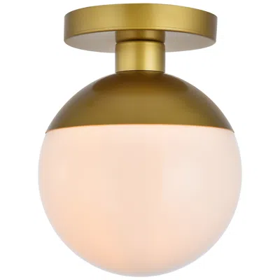 Elegant Lighting Eclipse 8" Wide Brass Globe Ceiling Light