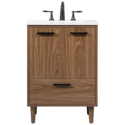 Elegant Lighting Elegant Baldwin 24 In. Bathroom Vanity In Walnut Brown