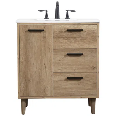 Elegant Lighting Elegant Baldwin 30 In. Bathroom Vanity In Natural Oak