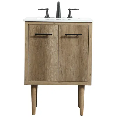 Elegant Lighting Elegant Cyrus 24 In. Bathroom Vanity In Natural Oak
