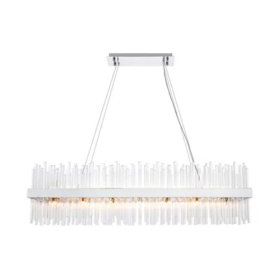 Elegant Lighting Elegant Dallas 48 Inch Rectangle Crystal Pendant In Chrome