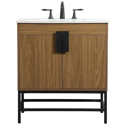 Elegant Lighting Elegant Eugene 30 In. Bathroom Vanity In Walnut Brown