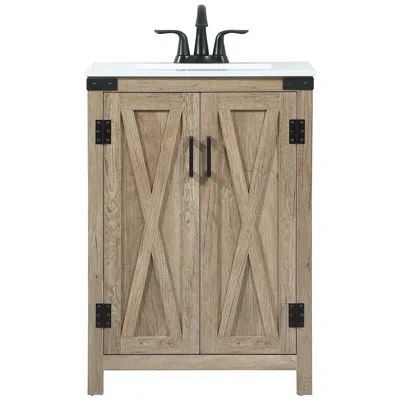 Elegant Lighting Elegant Grant 24 In. Bathroom Vanity In Natural Oak