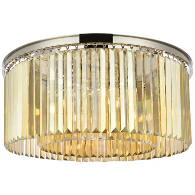 Elegant Lighting Elegant Sydney 8 Lt Ceiling Light - Polished Nickel W/ Golden Teak Crystals