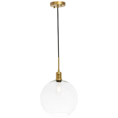 Elegant Lighting Emett 1 Lt Brass And Clear Glass Pendant