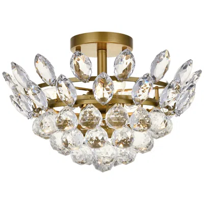 Elegant Lighting Emilia 14" Flush Mount In Brass