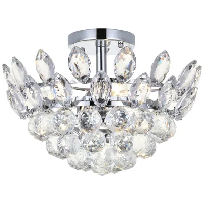 Elegant Lighting Emilia 14"w Chrome And Clear Crystal 3-light Ceiling Light