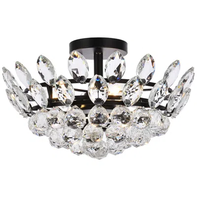 Elegant Lighting Emilia 16"w Black And Clear Crystal 3-light Ceiling Light