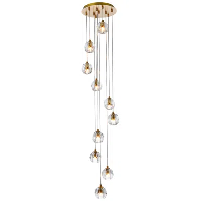 Elegant Lighting Eren 11" Wide Gold Steel Crystal 10-light Mini Pendant