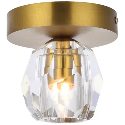 Elegant Lighting Eren 4 3/4" Wide Gold And Clear Crystal Ceiling Light
